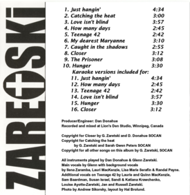 Back cover of Glenn Zaretski's Just Hangin' 