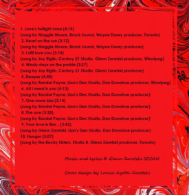 Back cover of Love's Twilight Zone and other love songs